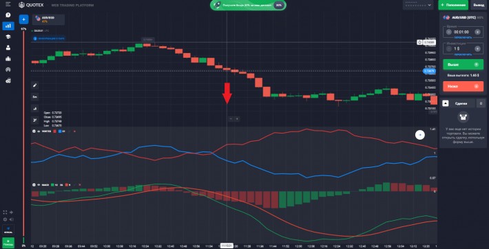 Strategy Vortex and MACD - signal DOWN